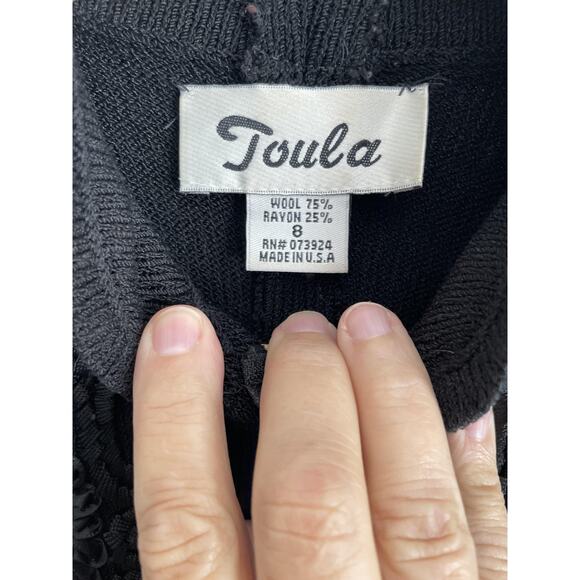 VTG. Toula Cardigan Sweater Womens Size 8 Artsy Ribbon Embroidery Old Money USA - Picture 4 of 9